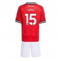 Manchester United Leny Yoro #15 Domáci Detský futbalový dres 2025-26 Krátky Rukáv (+ trenírky)